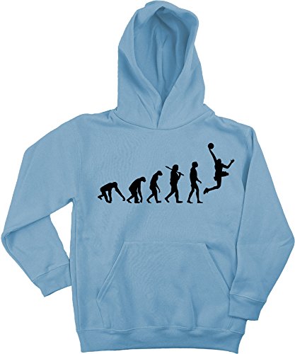 Ma2ca - Evolution Basketballer Basketball Kinder Kapuzensweatshirt Premium Kids Hoodie-SkyBlue-XL von Ma2ca