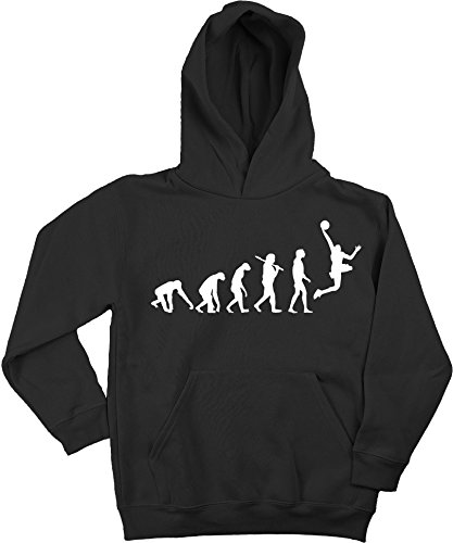 Ma2ca - Evolution Basketballer Basketball Kinder Kapuzensweatshirt Premium Kids Hoodie-Black-XXL von Ma2ca