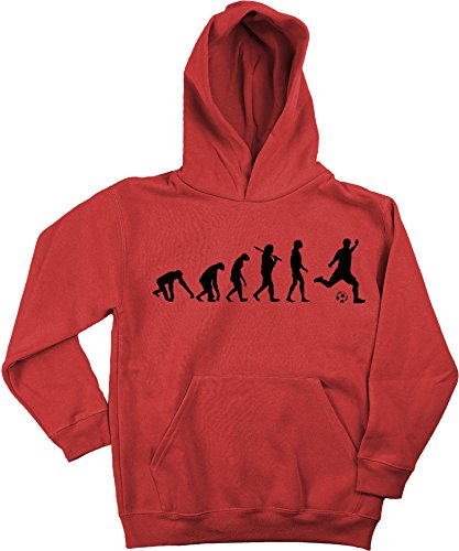 Ma2ca - Evolution Fussball Kinder Kapuzensweatshirt Premium Kids Hoodie-rot-XXL von Ma2ca