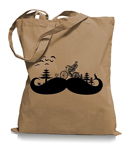 Ma2ca Moustache Land Stoffbeutel | Kult Hipster Retro Tragetasche Bart-caramell von Ma2ca