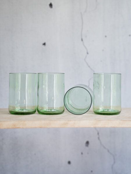 MaBe Trinkglas 450ml - nachhaltige & witzige Geschenkidee - 4er Set von MaBe