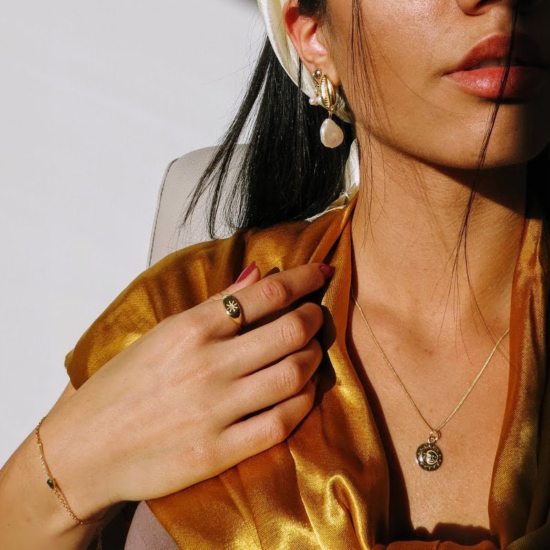 Gold Mond Und Sonne Halskette Sterling Silber Schmuck von MaBeauteBijoux