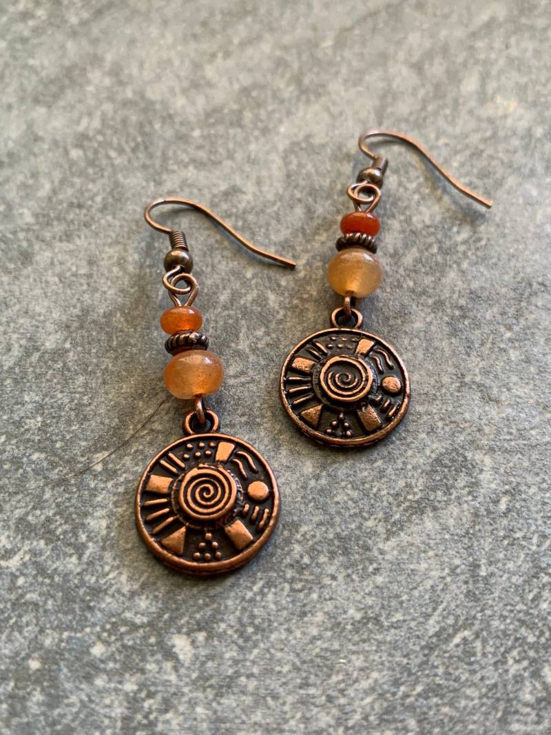 Kupferohrhänger Mit Orangenen Abacusperlen von DieHangLage