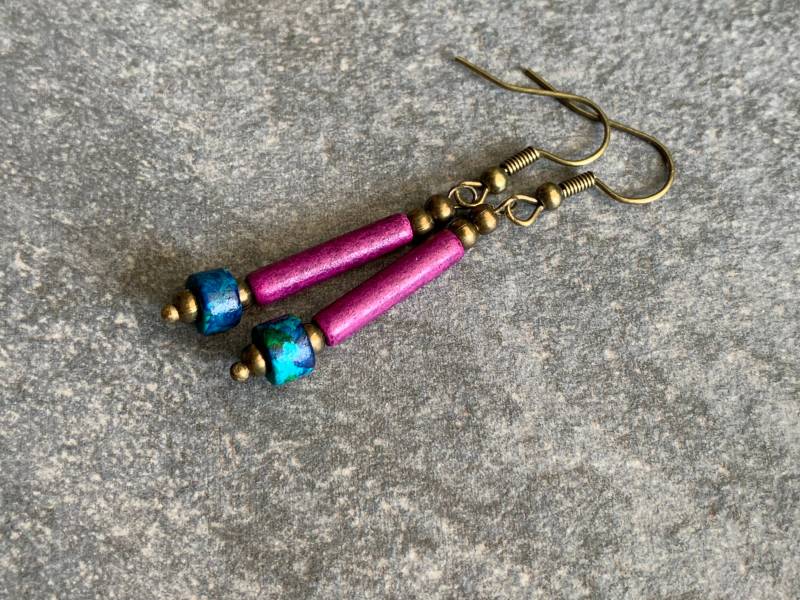 Pinke Filigrane Keramikohrringe , Stäbchenohrringe von DieHangLage