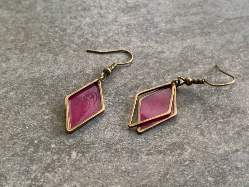 Pinke Ohrringe in Rautenform von DieHangLage