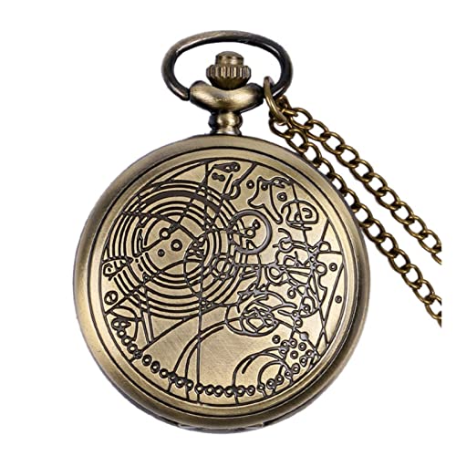 Bronzene Vintage-Quarz-Taschenuhr-Halskette, Retro-Metall-Anhängerkette, klassisches Geschenk für Fans, Männer und Frauen von MaGiLL