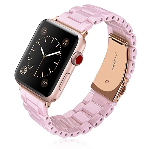 MaKTech Dreiteilig Keramik Armband Kompatibel mit Apple Watch Series 9/Ultra 2/SE/8/7/2023 (45mm/44mm/49mm,Rosa) von MaKTech