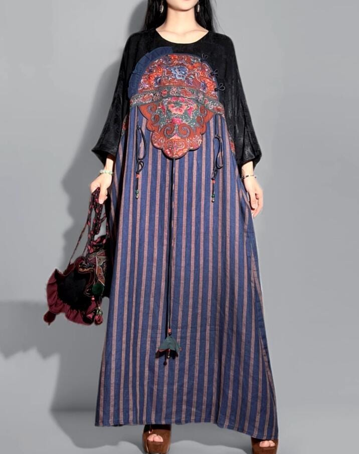 Blaue Maxikleider, Leinen Kleider Für Frauen, Retro Kleider, Lockere Lange Leinenkleider, Frühlingskleid von MaLieb