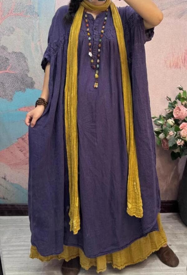 Frauen Lila Leinen Maxi Kleid/Sommerkleid Mit Taschen von MaLieb