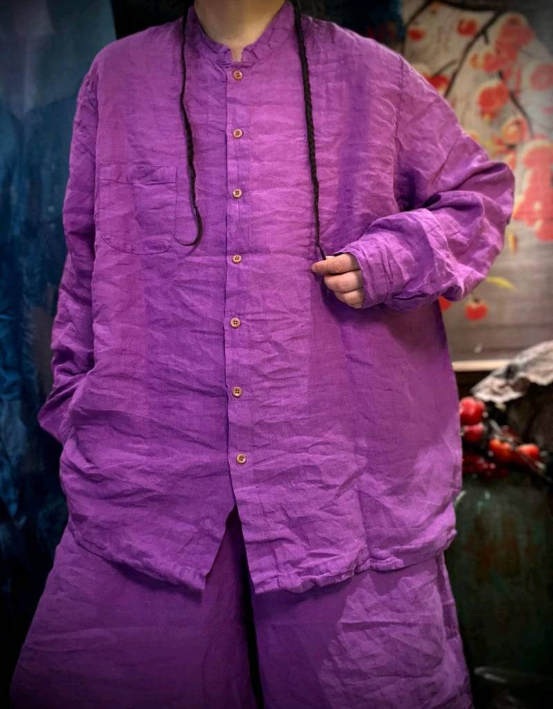 Frauen Oversized Top/Leinen Button Up Shirt Bluse Für von MaLieb