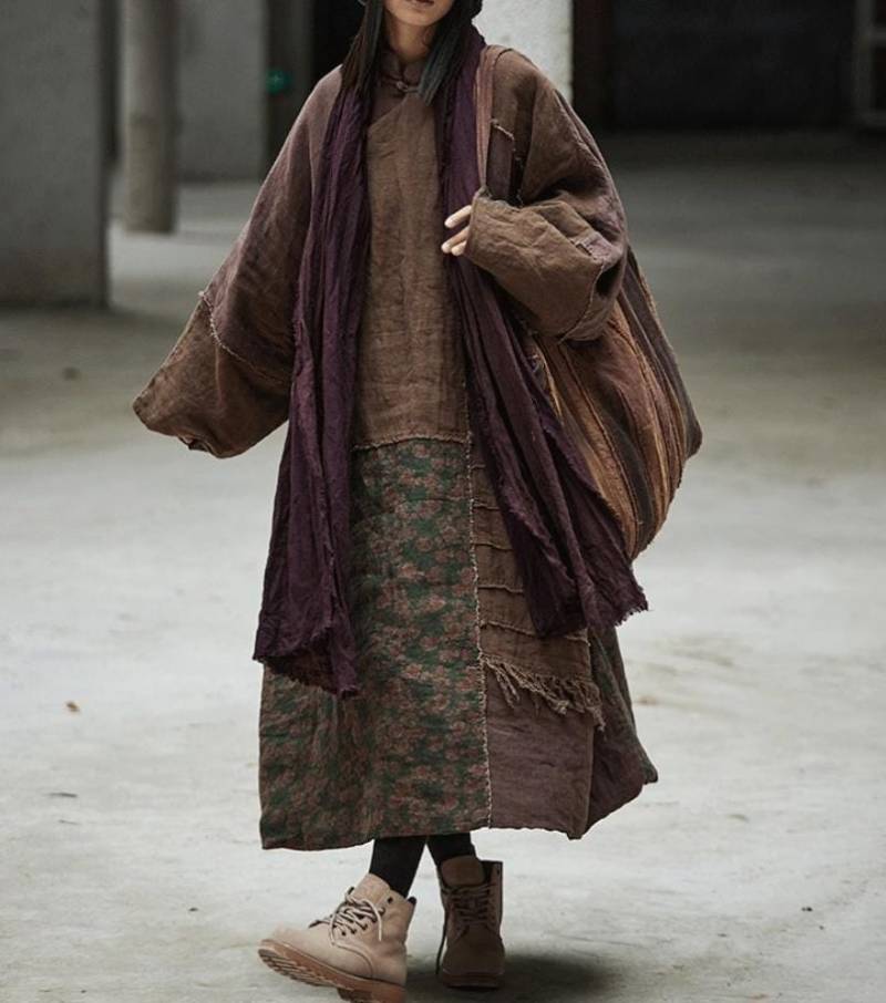 Frauen Leinen Oversized Winter Kleid/Warme Robe von MaLieb