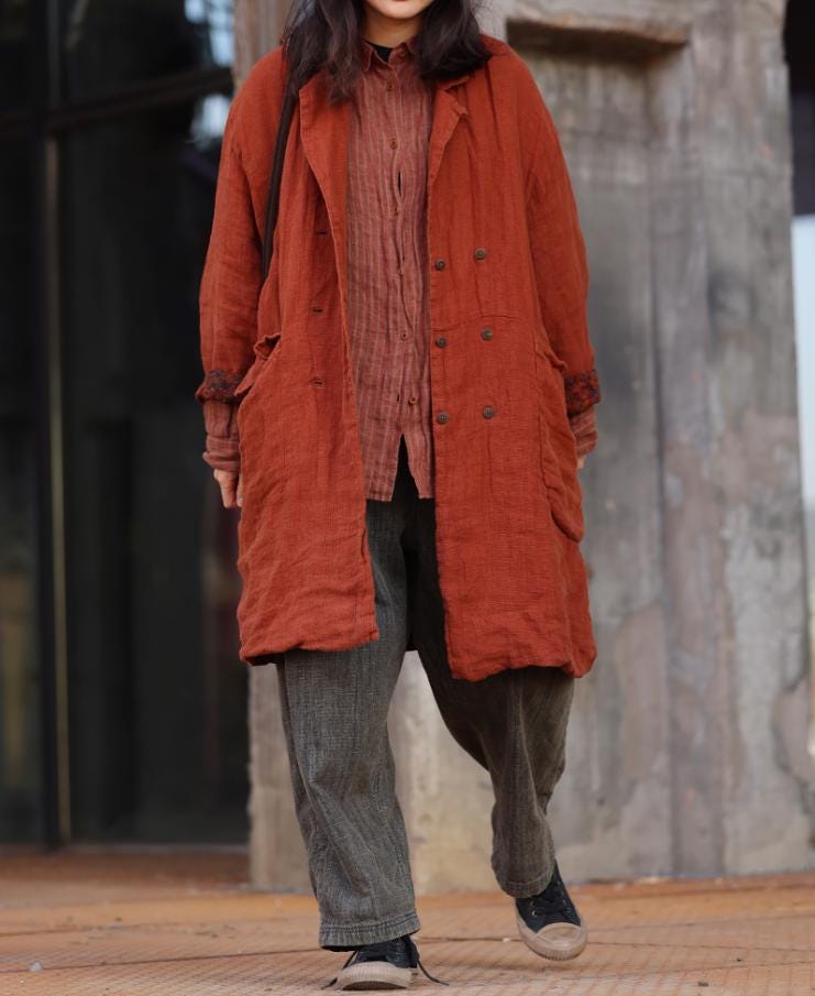 Frühling Langer Mantel/Leinen Windjacke Retro Herbst Für Frauen von MaLieb