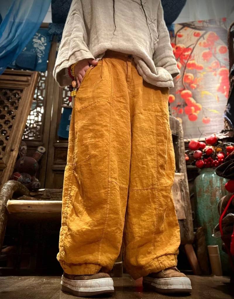 Herbst Frauen Leinen Hose/Lockere Freizeithose Mit Taschen von MaLieb