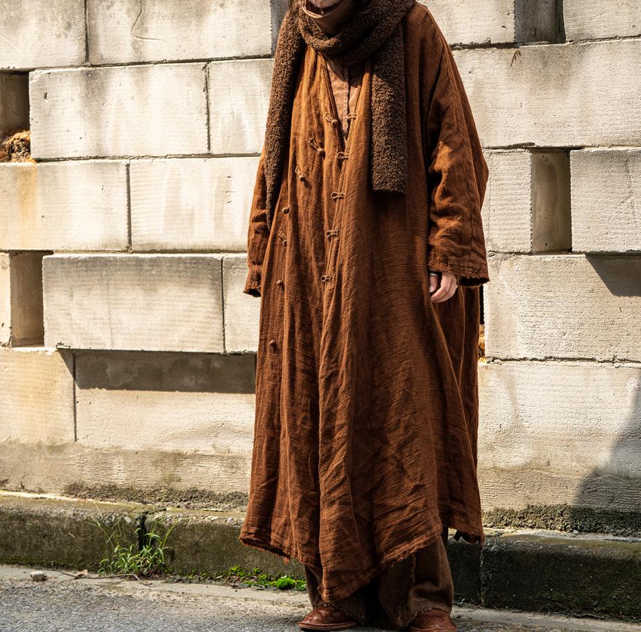 Frauen Langer Brauner Leinen Mantel/Herbst Vintage Style Windjacke von MaLieb