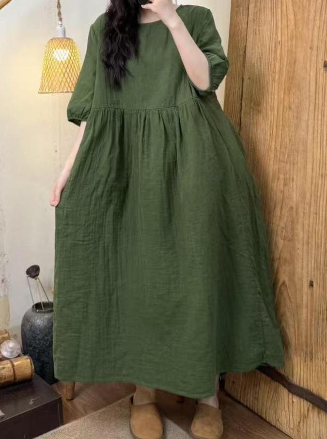 Langes Baumwolle Sommerkleid/ Casual Loose Fit Kleid Mit Taschen von MaLieb