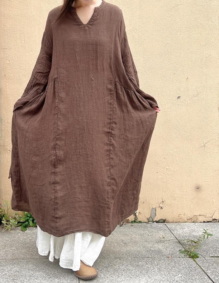 Langes Damenkleid Aus Leinen Mit Taschen von MaLieb