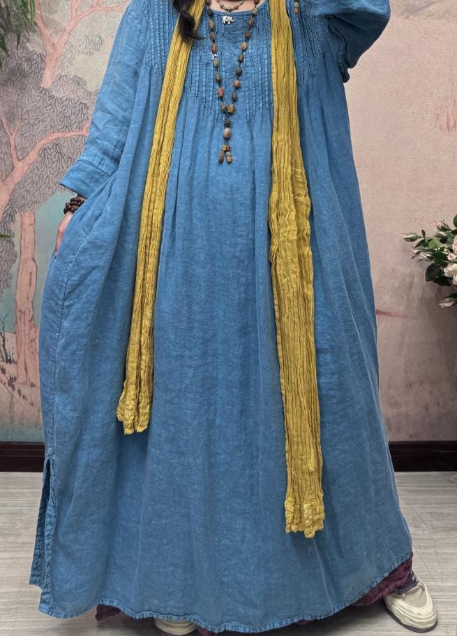 Maxikleid Aus Leinen Mit Taschen/Langes Kleid Im Vintage-stil Für Frauen von MaLieb