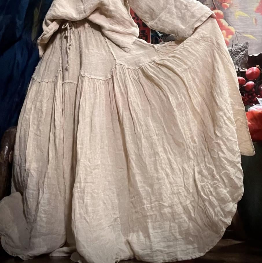 Leinen Maxi-Rock Mit Taschen/Damen Herbst Rock von MaLieb