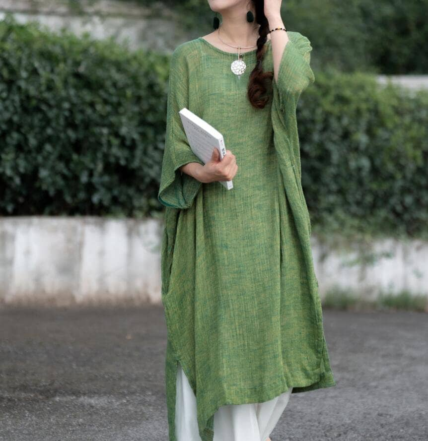 Leinenkleider, Locker Sitzendes Kleid, Lange Leinenkleid Für Frauen, Frauen Leinenrobe, Damenkleider Mit Taschen von MaLieb