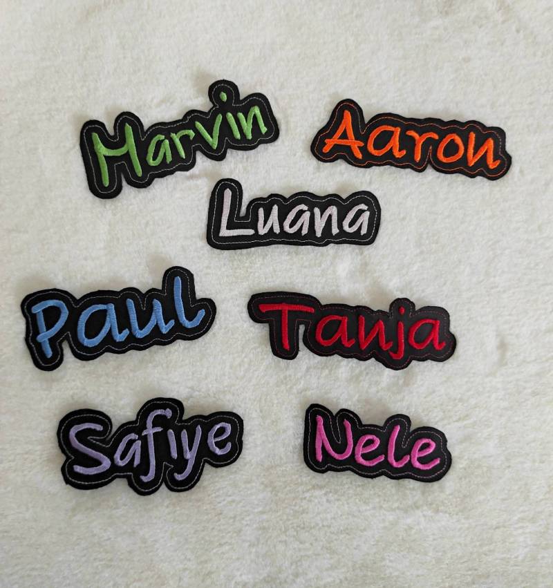 Aufnäher Aufbügler Applikation Name Buchstaben Wunschname Gestickt in Wunschfarbe von MaLuVonJacqueline
