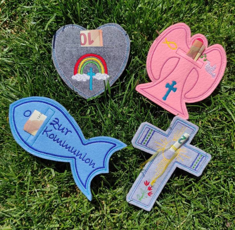 Kommunion Taufe Konfirmation Geldgeschenk Filz Geschenkanhänger von MaLuVonJacqueline