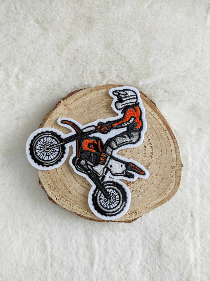 stickapplikation Motocross Aufnäher Und Oder Aufbügler Orange von MaLuVonJacqueline