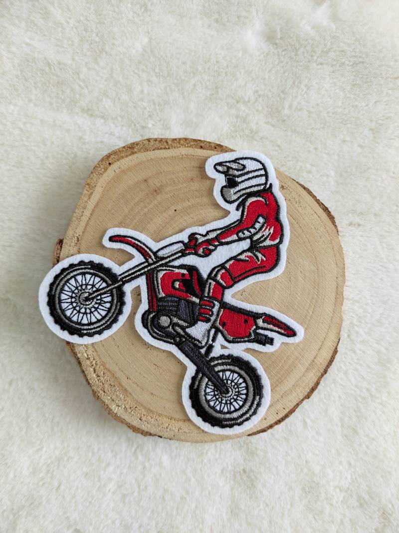 stickapplikation Motocross Aufnäher Und Oder Aufbügler Rot von MaLuVonJacqueline