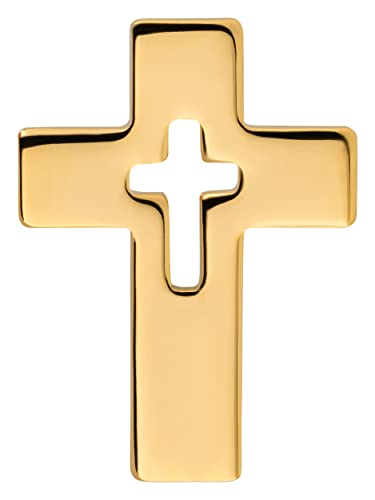 ANSTECKNADEL KREUZ vergoldet 2 x 1,5 cm, christliches SCHMUCKSTÜCK fürs Revers, dezente GESCHENKIDEE für TAUFE, KONFIRMATION oder KOMMUNION von MaMeMi