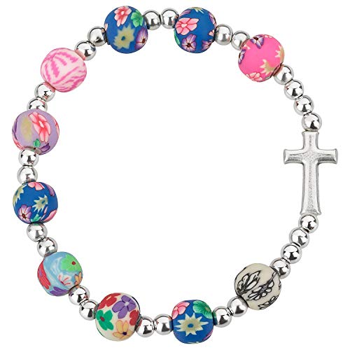Bezauberndes Armband mit KREUZ & bunten PERLEN – Christlicher SCHMUCK für MÄDCHEN zur KOMMUNION, Taufe oder Geburtstag – Farbiges Kinderarmband mit Bedeutung von MaMeMi