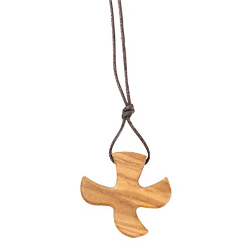 MaMeMi TAIZÉ-KREUZ AUS OLIVENHOLZ MIT BAND – Kreuz & Taube als Symbol – Anhänger 2,5 x 2,8 cm – Band 65 cm – HALSSCHMUCK/GLAUBENSSYMBOL/TAIZÉ-KETTE – Für Damen & Herren von MaMeMi