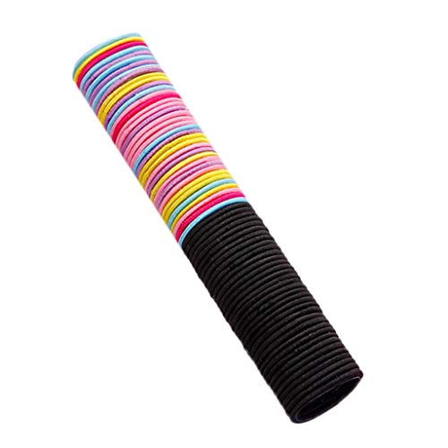 2023 50 Stück 3 cm Gummi Band Banden Haare bunte Haare Zubehör Kopfbedeckung Damen Kurze Haare (B, One Size) von MaNMaNing