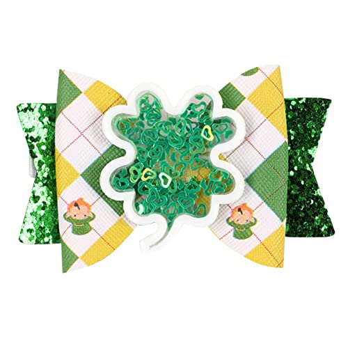 Irish Festival Bow Clips Glitter Green Lucky Grass Haarnadeln Quicksand Bow Haarspangen Clip Haarschmuck für Mädchen Frauen Kleinkinder Urlaub Geburtstagsgeschenke MaNMaNing (A, One Size) von MaNMaNing