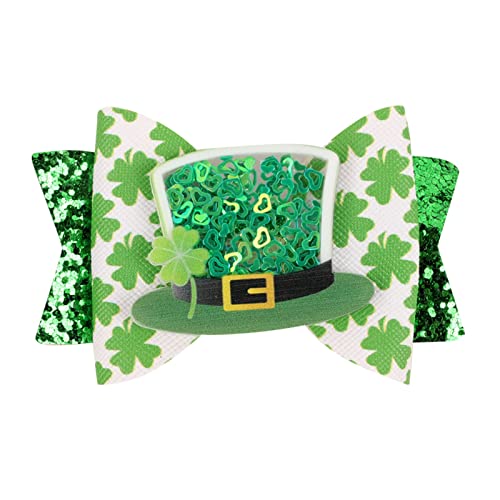 Irish Festival Bow Clips Glitter Green Lucky Grass Haarnadeln Quicksand Bow Haarspangen Clip Haarschmuck für Mädchen Frauen Kleinkinder Urlaub Geburtstagsgeschenke MaNMaNing (C, One Size) von MaNMaNing