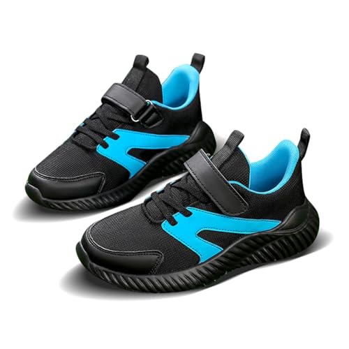 MaNMaNing Atmungsaktive Slip-On-Sneakers für Kinder aus Mesh, leichte Sportschuhe für Jungen, Training im Innen- und Außenbereich, Tennis, Laufen, aktives Spielen (Black, 5-5. 5) 2025-M13 von MaNMaNing