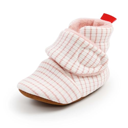 MaNMaNing Babyschuhe Winter Warm Gestreifte Stiefel Für Kleinkinder Weiche Sohle Erste Schuhe Gemütliche Bequeme Kleinkinder Schuhe (0-6 Months) von MaNMaNing