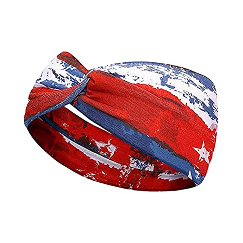 MaNMaNing Damen-Stirnband mit patriotischer Flagge, Streifen und Sternen, horizontaler Kunstdruck auf der Rückseite, elastisch, bequem, Haarschmuck, geknotetes Bandana für den täglichen Gebrauch MM325 von MaNMaNing