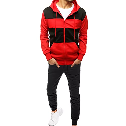 MaNMaNing Jogginganzug Herren Baumwolle Ohne Kapuze Fleece Gefüttert Warm Polyesteranzug Joggingsuit Bequemer Lässiger Pullover und Hosenanzug Baumwolle Samt von MaNMaNing