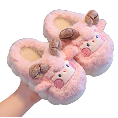 MaNMaNing Mädchen Hausschuhe Winter Warme Schuhe für Kinder Gemütliche Indoor Outdoor Weiche Fleece Gefütterte Kinder Booties Mit Fersenabdeckung (36) 2025-M123 von MaNMaNing