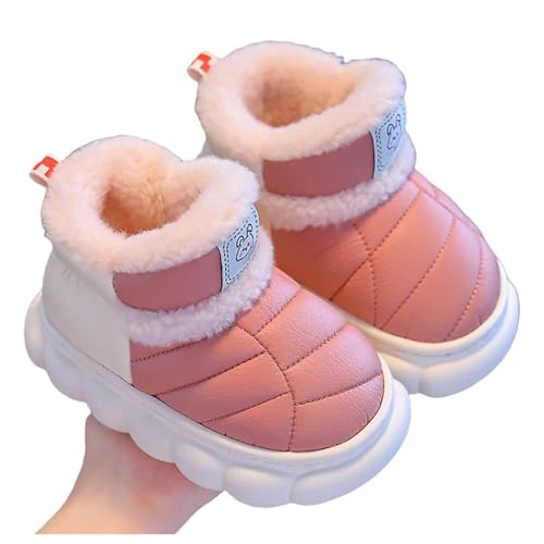 MaNMaNing Mädchen Hausschuhe Winter Warme Schuhe für Kinder Gemütliche Indoor Outdoor Weiche Fleece Gefütterte Kinder Booties Mit Fersenabdeckung (Brick Red, 25) von MaNMaNing