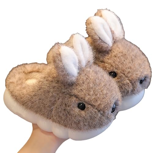 MaNMaNing Mädchen Hausschuhe Winter Warme Schuhe für Kinder Gemütliche Indoor Outdoor Weiche Fleece Gefütterte Kinder Booties Mit Fersenabdeckung (Coffee, 35) 2025-M222 von MaNMaNing