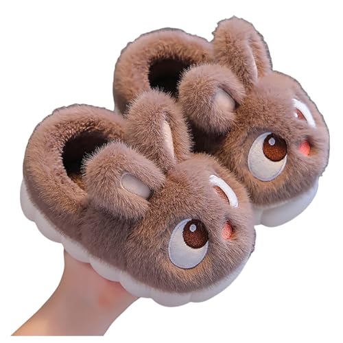 MaNMaNing Mädchen Hausschuhe Winter Warme Schuhe für Kinder Gemütliche Indoor Outdoor Weiche Fleece Gefütterte Kinder Booties Mit Fersenabdeckung (Coffee, 37) 2025-M133 von MaNMaNing