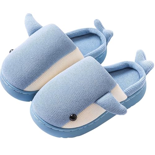 MaNMaNing Mädchen Hausschuhe Winter Warme Schuhe für Kinder Gemütliche Indoor Outdoor Weiche Fleece Gefütterte Kinder Booties Mit Fersenabdeckung (Light Blue, 230) von MaNMaNing