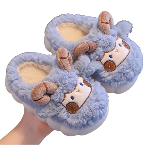 MaNMaNing Mädchen Hausschuhe Winter Warme Schuhe für Kinder Gemütliche Indoor Outdoor Weiche Fleece Gefütterte Kinder Booties Mit Fersenabdeckung (Sky Blue, 23) von MaNMaNing