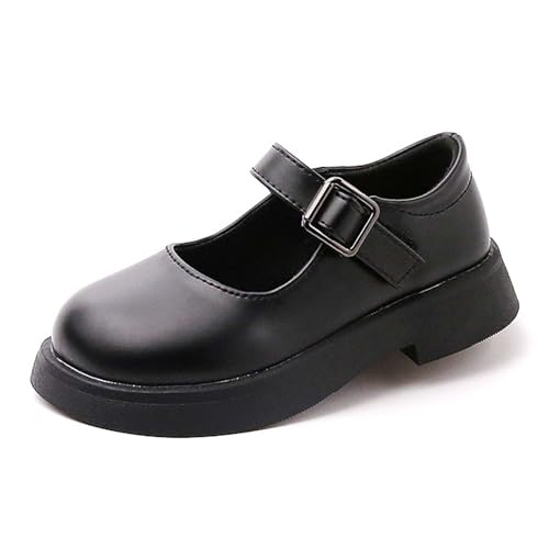MaNMaNing Mode Frühling Herbst Jahreszeiten Kinder Casual Schuhe Mädchen Dicke Sohle Slip Auf Schnalle Komfortable Solide Farbe Stil (Black, 3-3. 5) von MaNMaNing