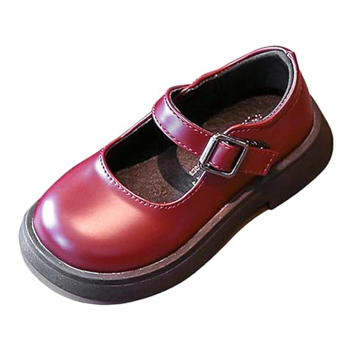 MaNMaNing Mode Frühling Herbst Jahreszeiten Kinder Casual Schuhe Mädchen Dicke Sohle Slip Auf Schnalle Komfortable Solide Farbe Stil (Red, 5-5. 5) von MaNMaNing