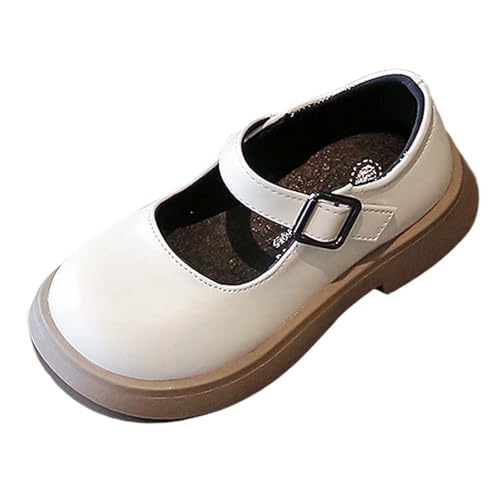 MaNMaNing Mode Frühling Herbst Jahreszeiten Kinder Casual Schuhe Mädchen Dicke Sohle Slip Auf Schnalle Komfortable Solide Farbe Stil (White, 4. 5-5) von MaNMaNing
