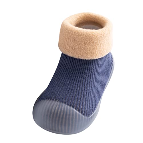 MaNMaNing Socken Hausschuhe Kinder Weich Gummisohle Einfarbig Fleece Gefüttert Anti Rutsch Winter Warm Bequem Kinder Hausschuhe von MaNMaNing