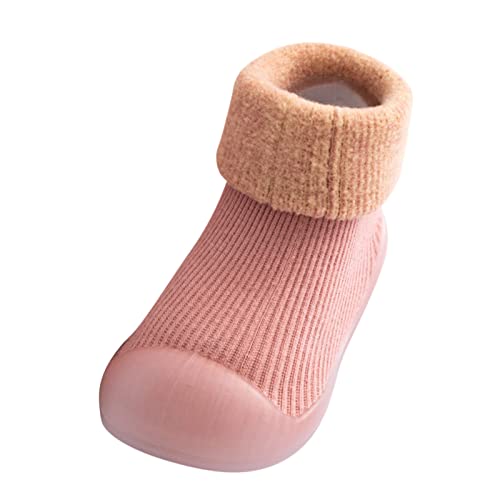 MaNMaNing Socken Hausschuhe Kinder Weich Gummisohle Einfarbig Fleece Gefüttert Anti Rutsch Winter Warm Bequem Kinder Hausschuhe von MaNMaNing