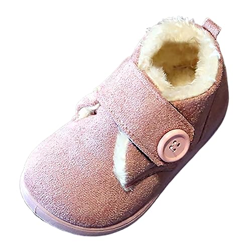 MaNMaNing Vielseitige solide Baby-Baumwollschuhe, Winter-Plüsch, verdickte weiche Sohle, warme kurze Stiefel für Kinder, Mädchen und Jungen (Pink, 16) von MaNMaNing