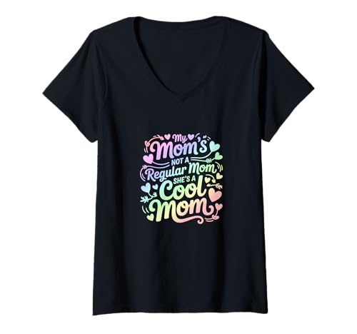 Damen Meine Mutter ist keine normale Mutter, sie ist eine coole Mutter T-Shirt mit V-Ausschnitt von MaPaNoLi Design